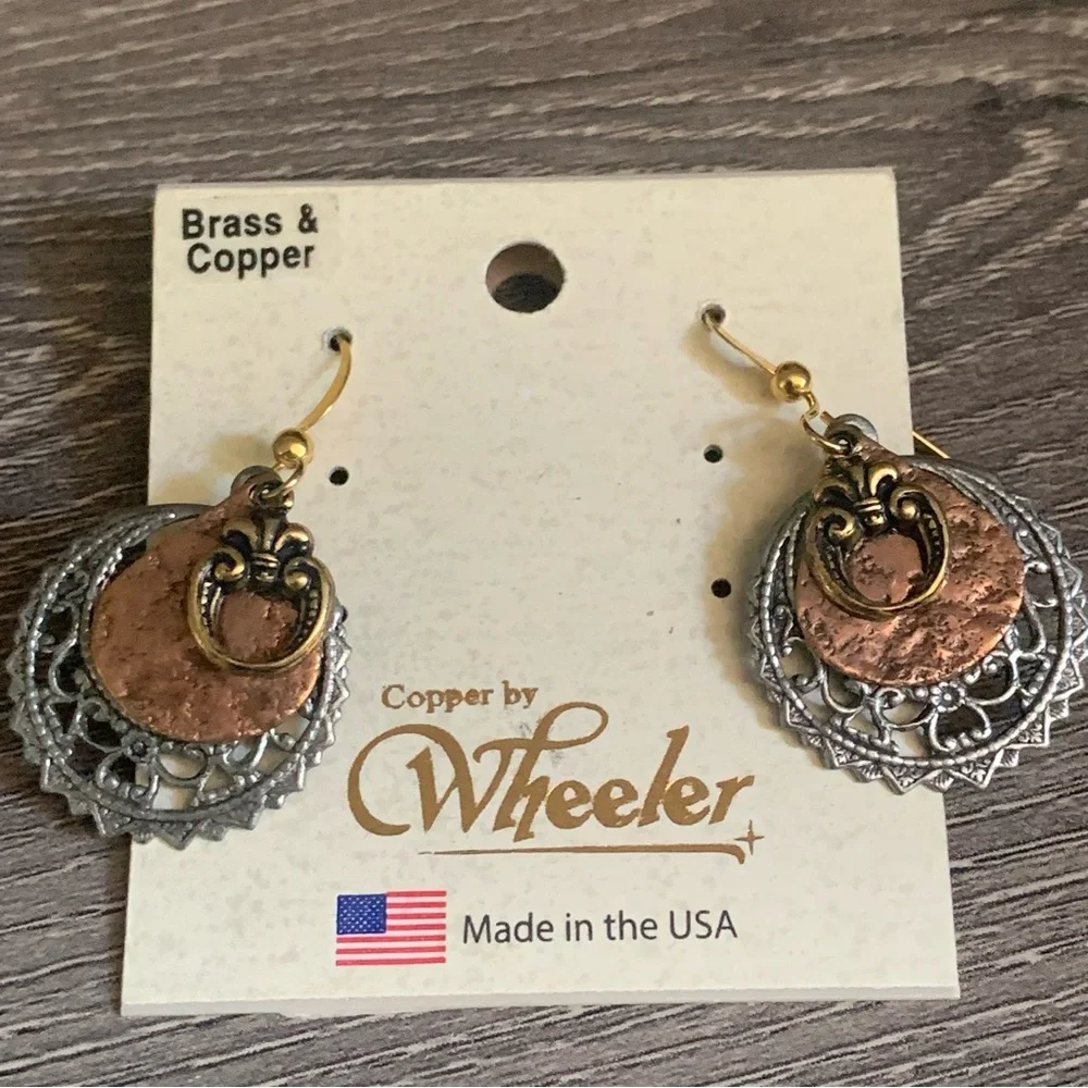 Copper by Wheeler Brass Copper Vintage Earrings